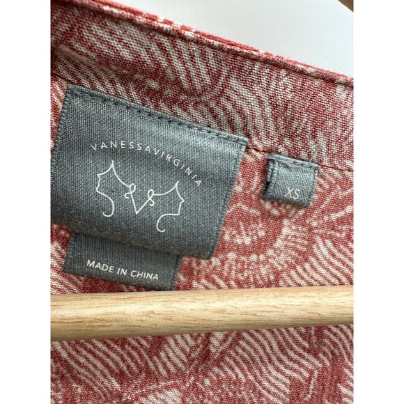 Anthropologie Vanessa Virginia Shirt Women XS Pink Cream Printed Cap Sleeve - Picture 5 of 10